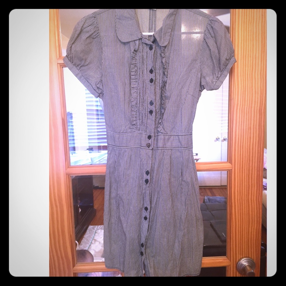 Pinstriped button down dress